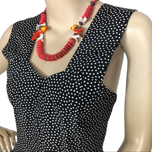 Vintage Y2K Romper Shorts Onesie Playsuit Retro PinUp Black White Tiny Polka Dot - Picture 4 of 12